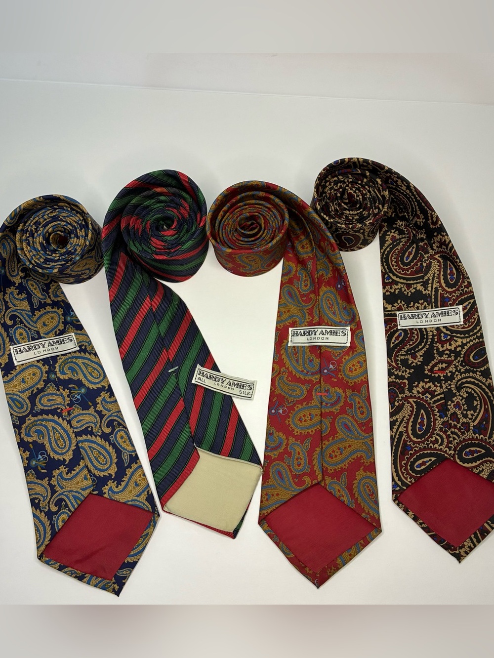 Lot of 4 Designer SILK Ties from HARDY AMIES LONDON